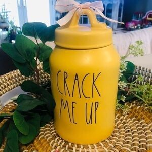 Rae Dunn “CRACK ME UP” Yellow Canister 8.5” Ceramic Farmhouse NWT